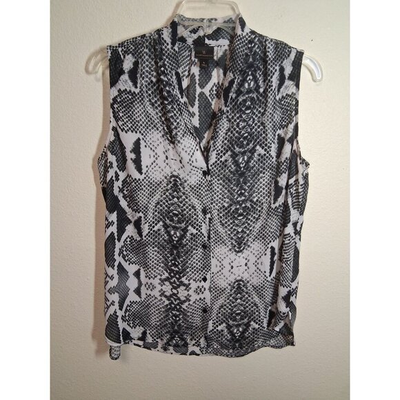 Worthington Tops - Worthington Blouse Animal Print Snake Business Casual Black White Size Large